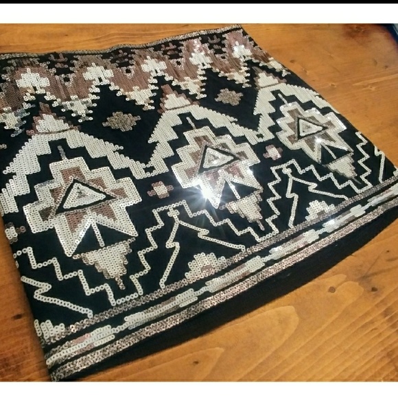 Southwestern Aztec Sequin Skirt by Express - Picture 2 of 5